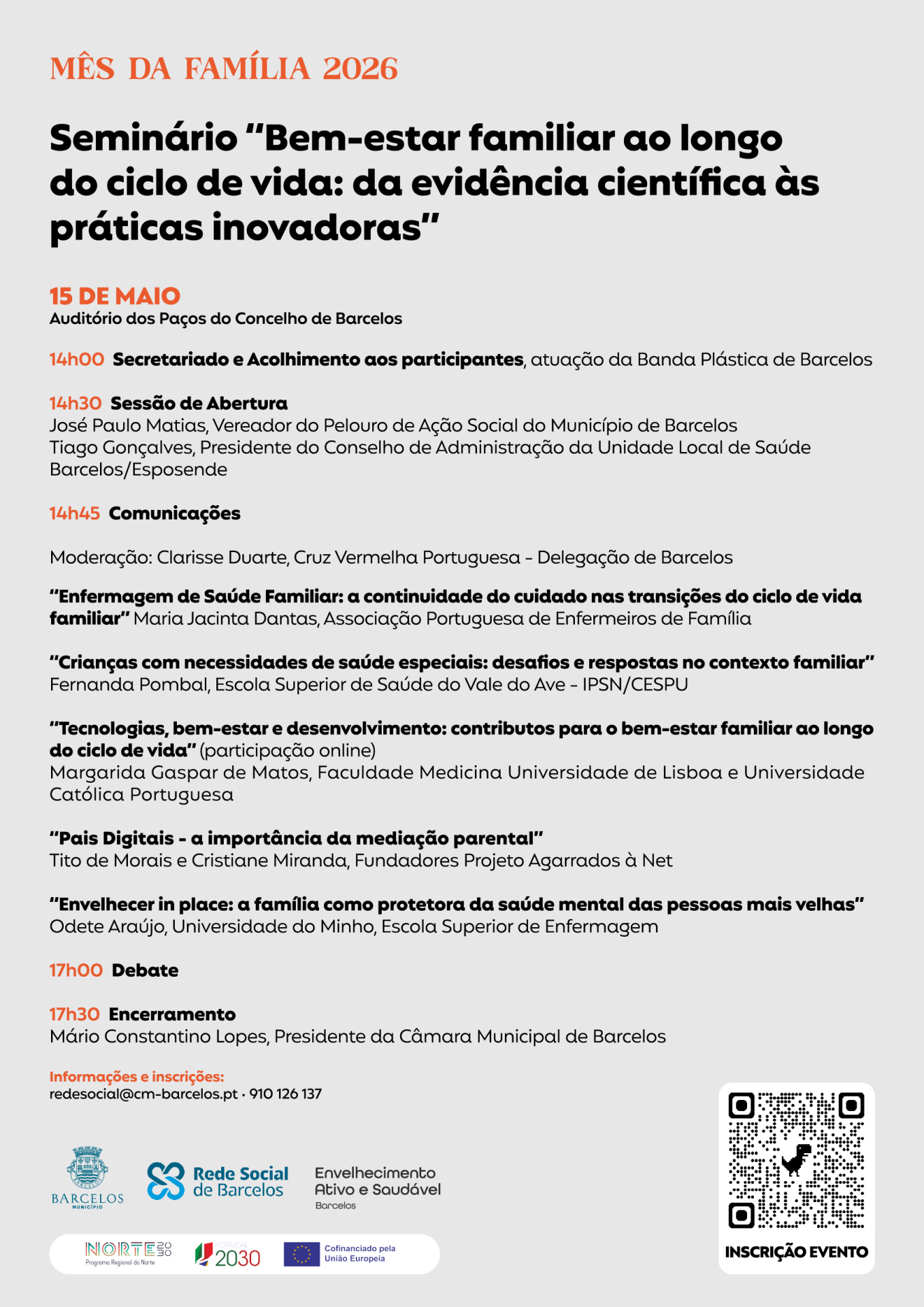 Barcelos promove seminário sobre bem-estar familiar  ao longo do ciclo de vida
