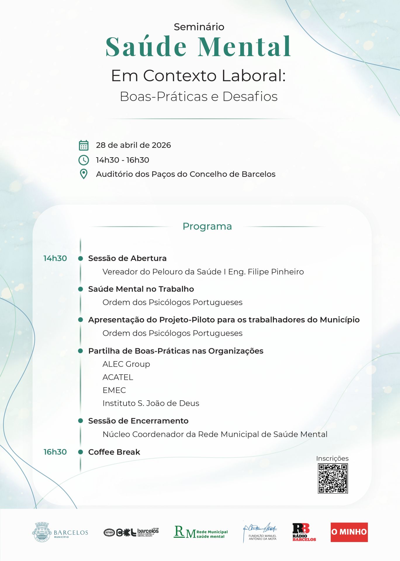 Município de Barcelos promove iniciativa sobre  saúde mental no trabalho